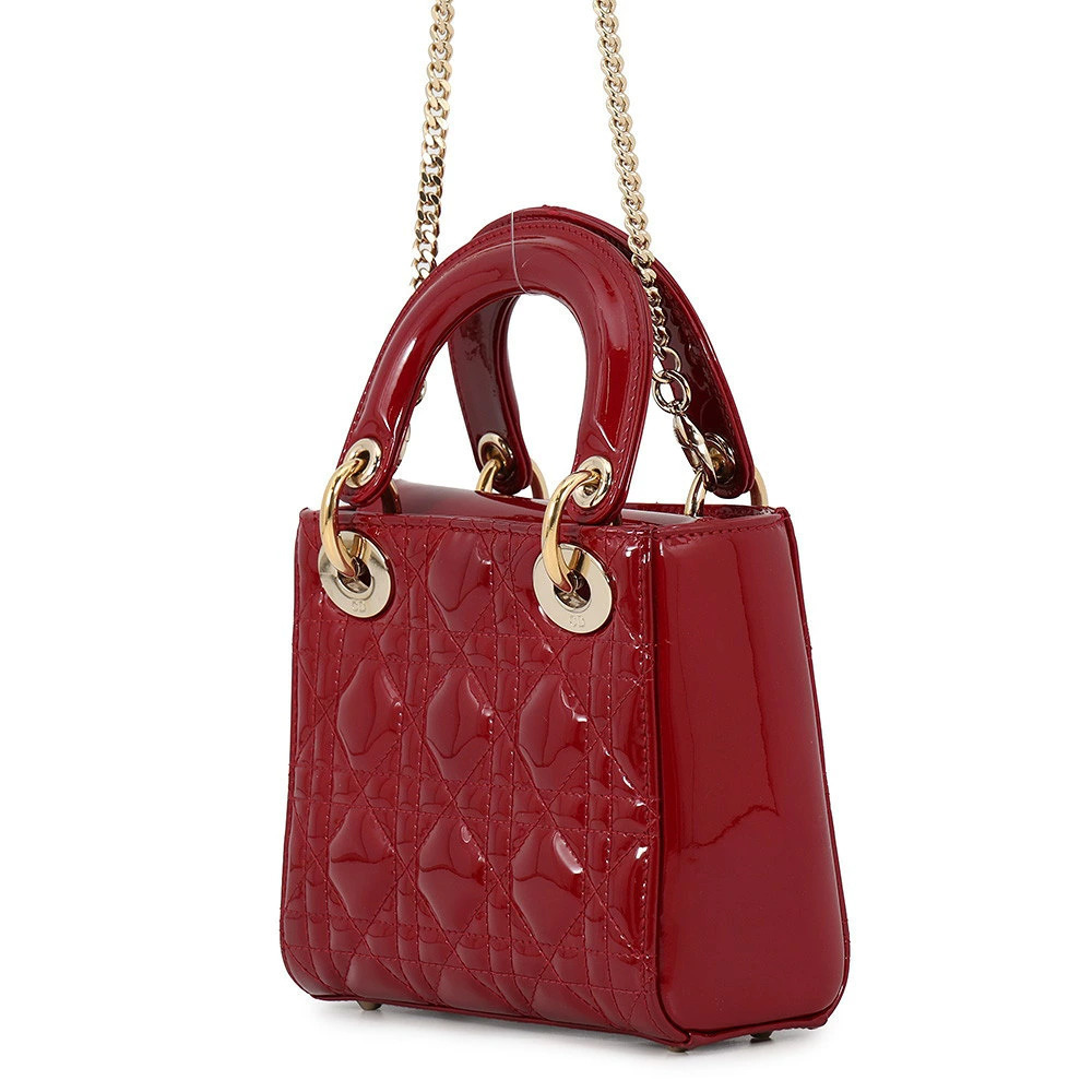 Dior Calf Handbag Lady Cannage Vernis Bag Leather Patent Christian Black